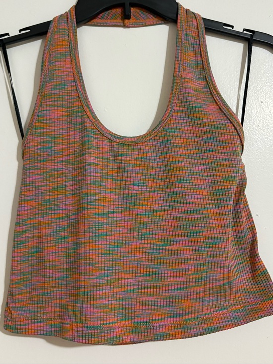 H&M Tops - Women’s Multicolor Ribbed Halter Tank Top - Pink/Orange/Green